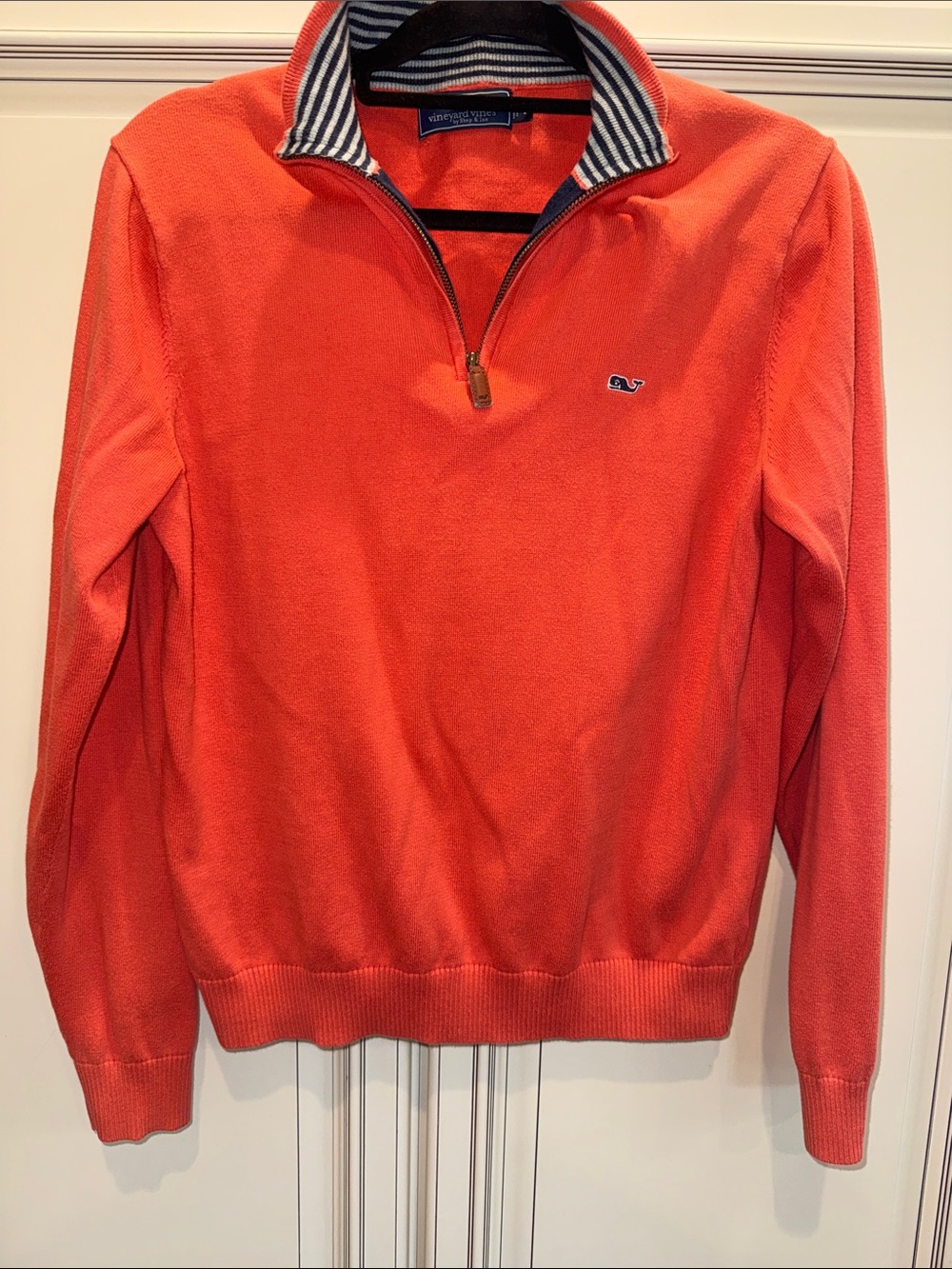Vineyard Vines Great Bay Jersey 1/4 Zip Pullover Sweater Coral Men's Size